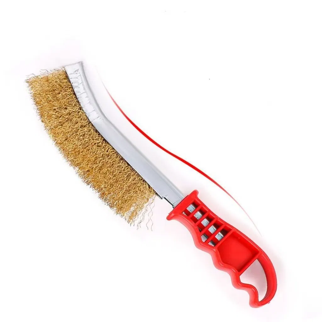 Wire Brush Knife-Shaped Wire Brush Rust-Removing Gap Brush Plastic-Handled Cleaning Wire Brush Rust-Removing Grill Cleaning Brush Knife-Type Steel Wire Brush