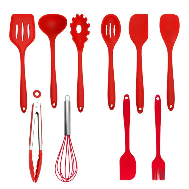 in Stock 14PCS Kitchen Utensil Set Silicone Utensil Cuttings Board Storage Set with Wooden Handle Bucket Knife Kitchen Tool