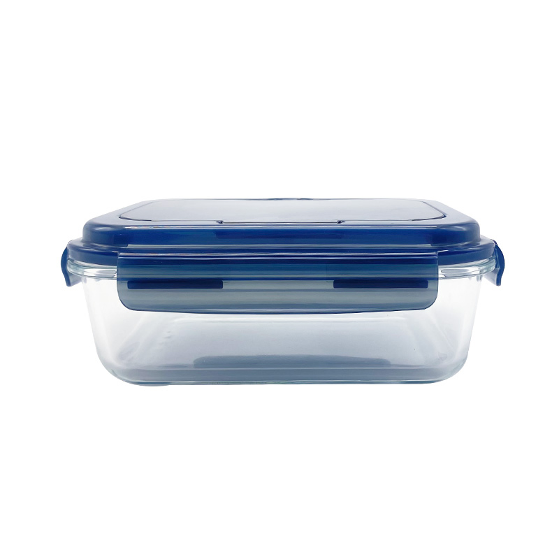 Glass Lunch Box with Fork and Knife Glass Food Storage Containers Rectangular