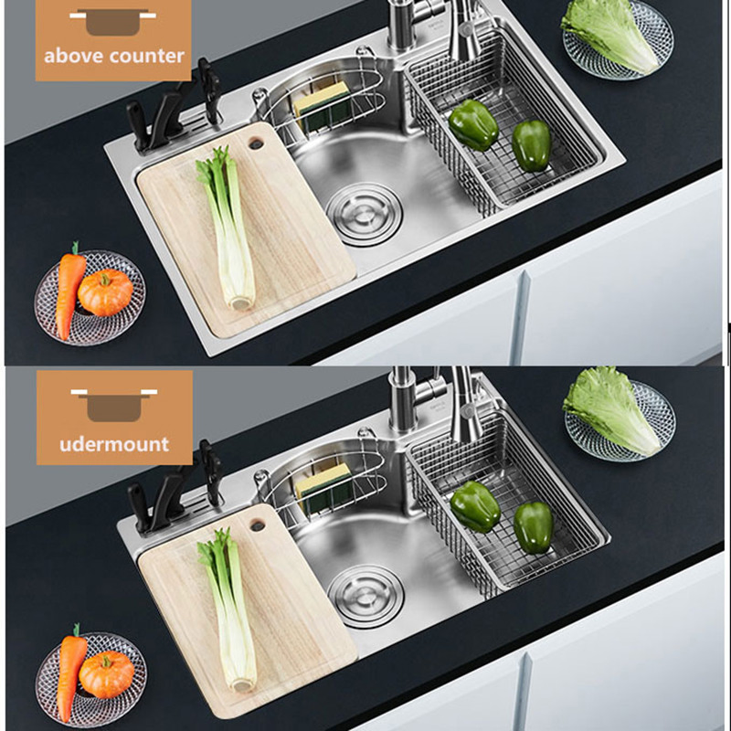 Multifunctional Single Bowl Above Counter Kitchen Sink Stainless Steel Kitchen Sinks 1.2mm Thickness Brushed Sinks Kitchen