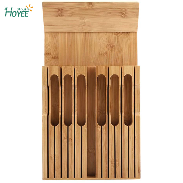 in-Drawer Bamboo Knife Block, Drawer Knife Set Storage Made From Quality Bamboo (12 Knife Organizer)