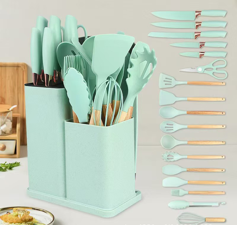 Manufacturers Wholesale 19PCS Kitchen Utensils Set Trending Silicone Spatula Ladle Spoon Home Accessories Small Kitchen Accessories