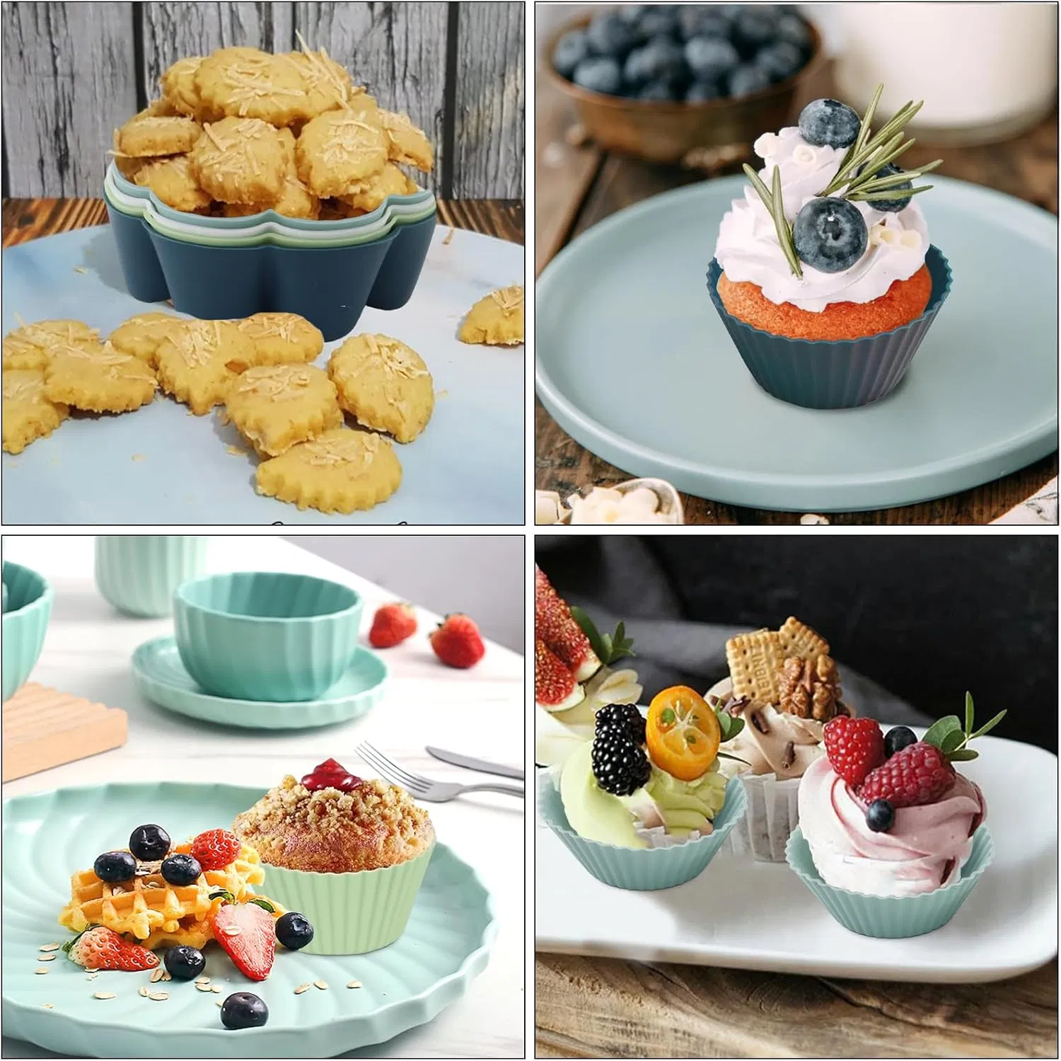 Wholesale Colorful Reusable Bakeware Silicone Muffin Cases Baking Cooking Tool