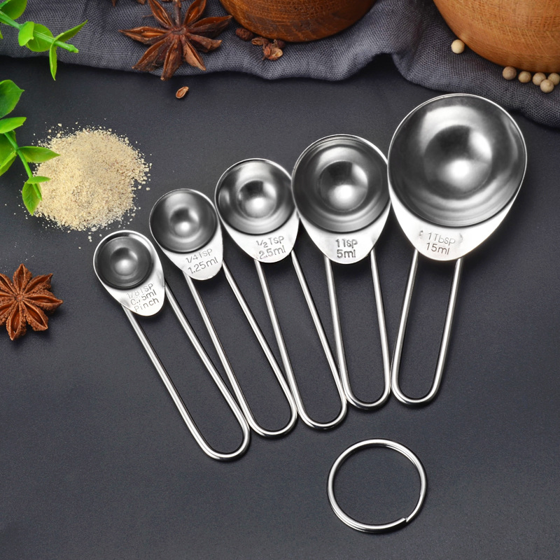 5PCS/Set Stainless Steel Measuring Spoon Coffee Milk Powder Kitchen Scale Baking Teaspoons Sugar Tool