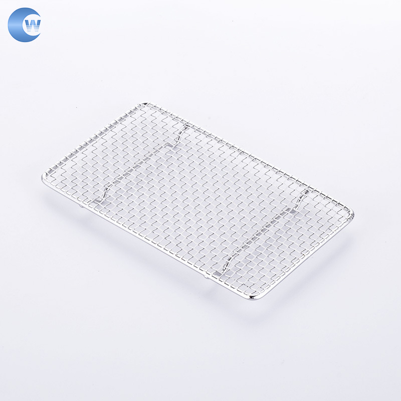 BBQ Wire Grill Basket Outdoor Camping Barbecue Accessories with Wooden Handles