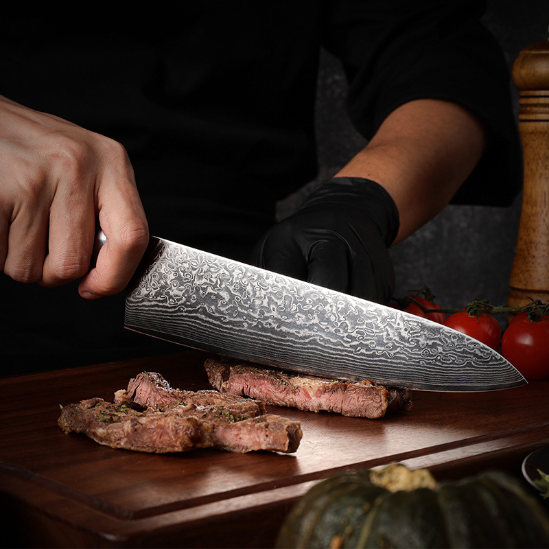 Genuine Damascus Steel Chef's Knife, Cooking Knife, Japanese Sashimi Knife Chef's Special Slicing Knife, Western Food Knife, Beef Knife