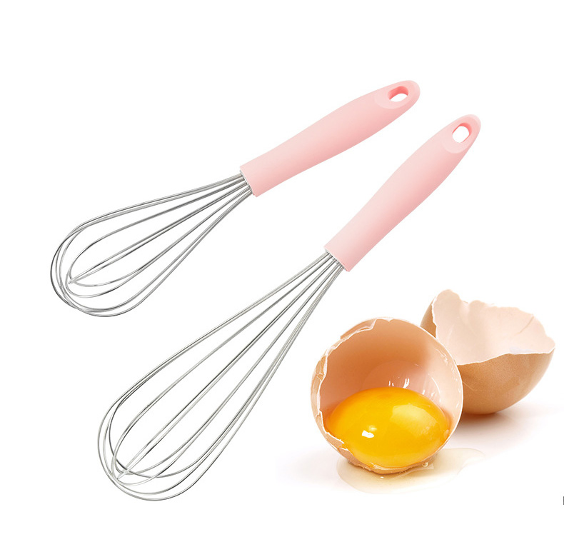 10" 12" Pink Stainless Steel Stirring Egg Whisk Baking Tools Butter Cream Blending Beater