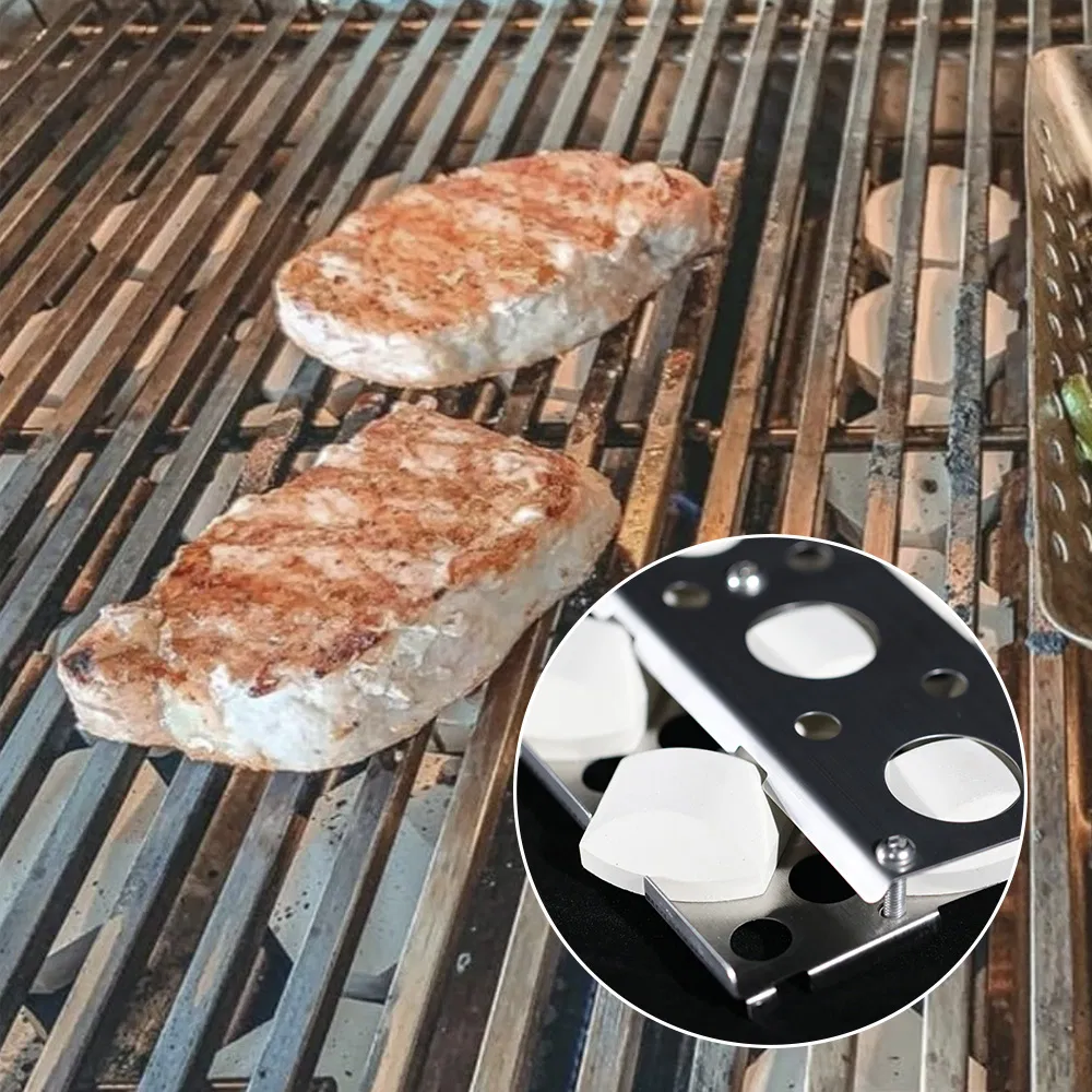 Anti-Rust Corrosion-Resistant Super Durable Stainless Steel 304 Ceramic Briquettes Flame Tamers for Outdoor Kitchen Barbecue BBQ Gas Grill Accessory