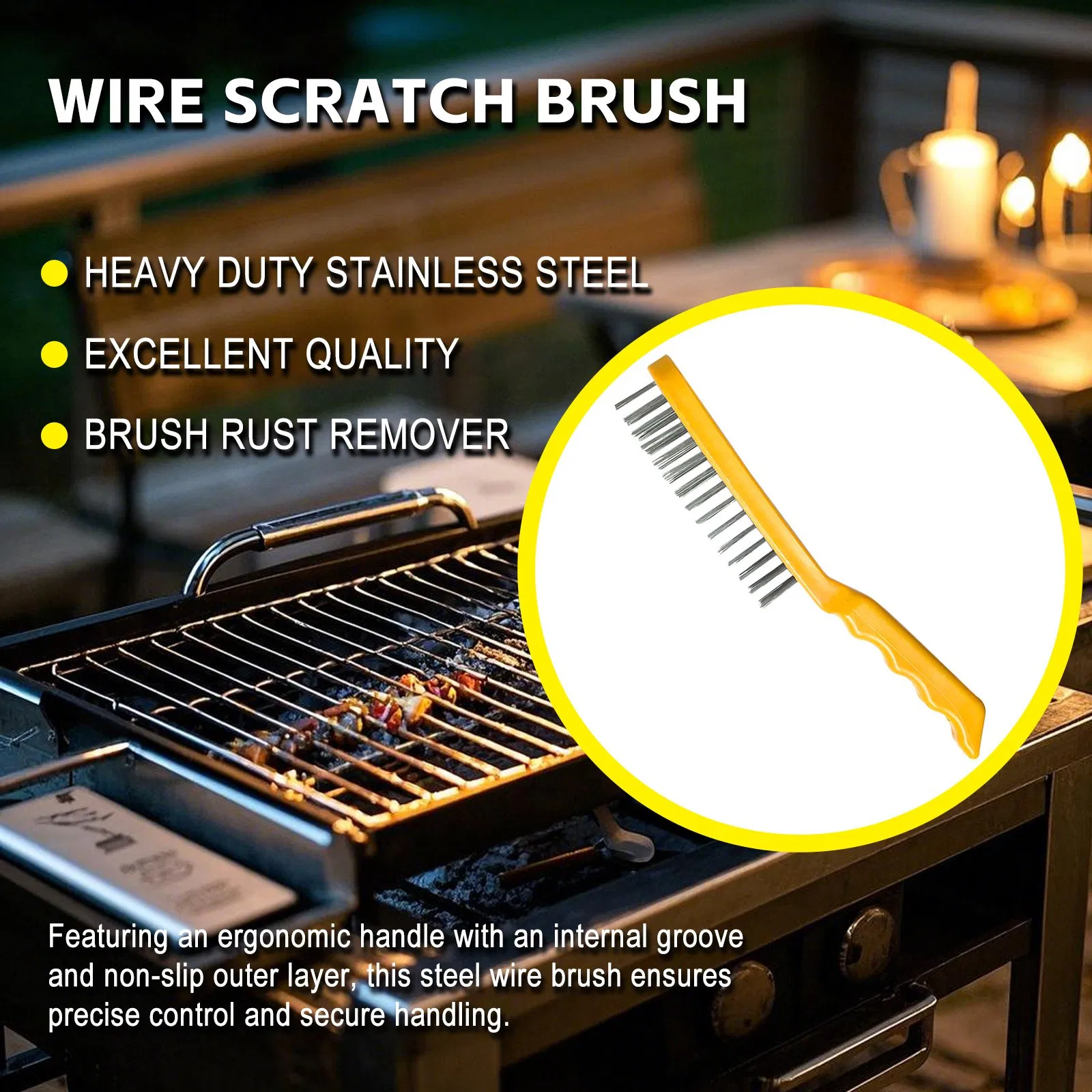 Versatile Steel Wire Brush for Rust Removal, Polishing &amp; Grill Maintenance