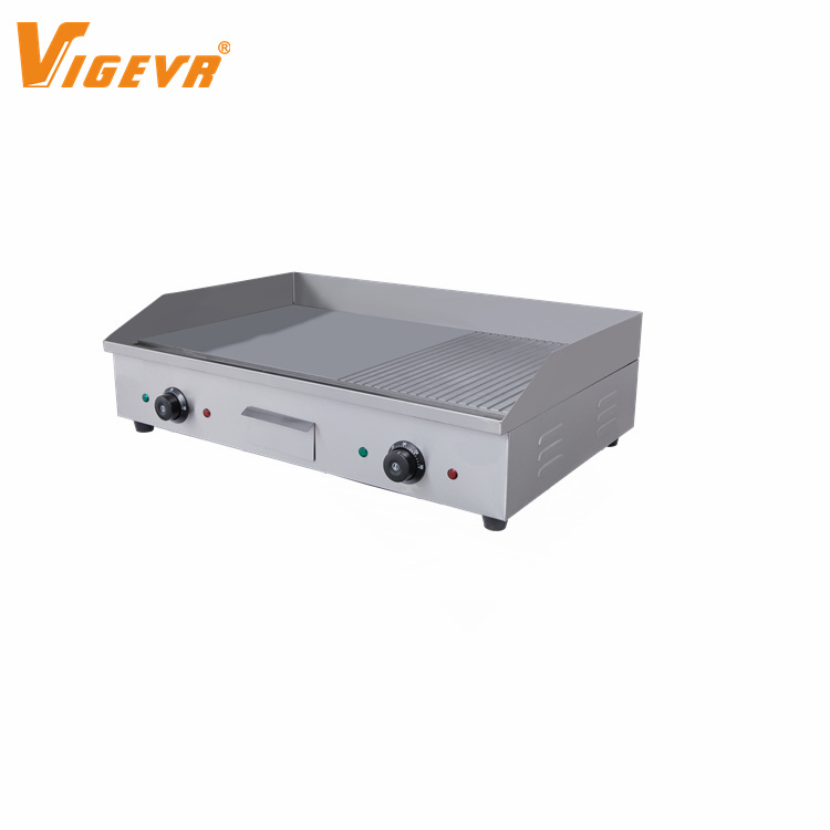 High Quality Stainless Steel Single Grooved Plate Electric Panini Griller Snack Machine