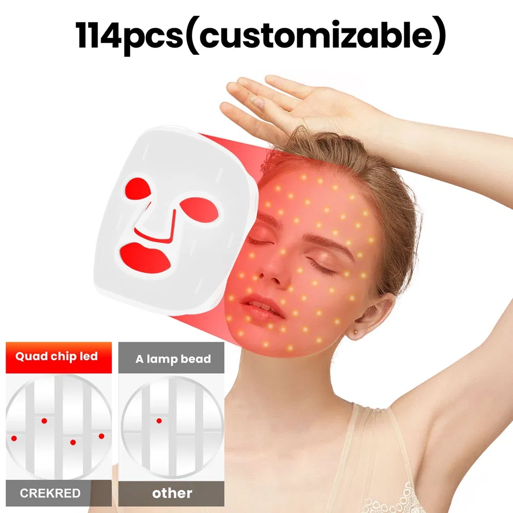 460/520/630/850nm Medical Grade Silicone Face Beauty Near Infrared LED Facial Mask for Skin Care SPA Salon, Blue Green Red Light Therapy Mask Wholesale