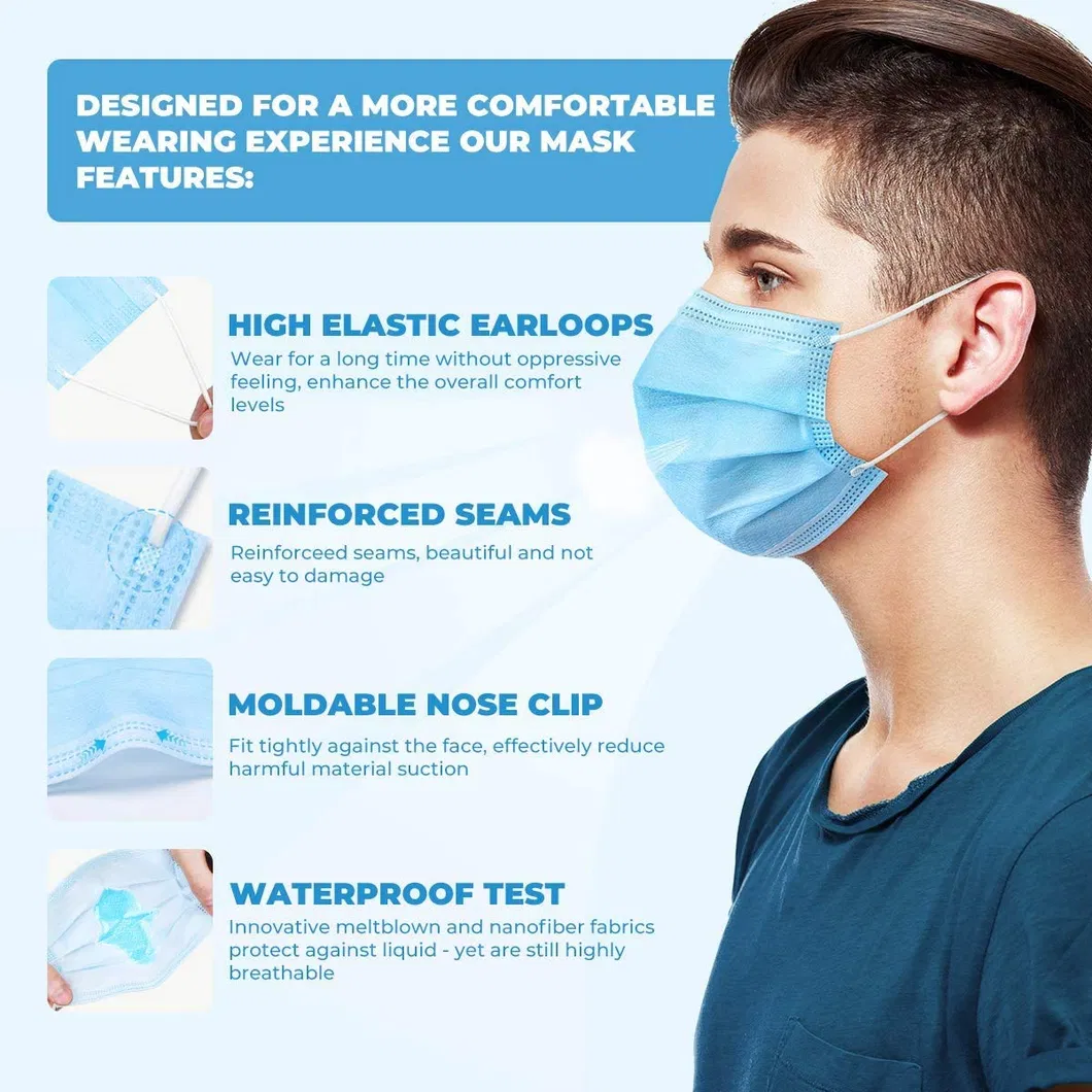 Disposable FDA 510K En14683 Decorated Custom Printed Medical Face Mask