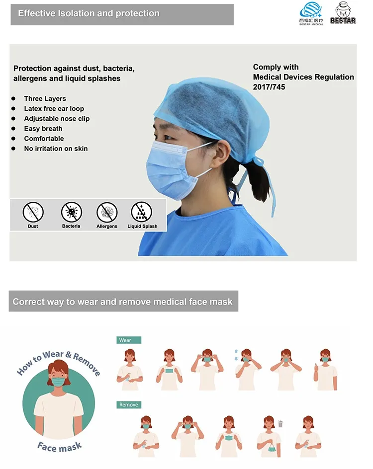 En14683 Type Iir CE Certified 3 Ply Surgical Face Mask 5