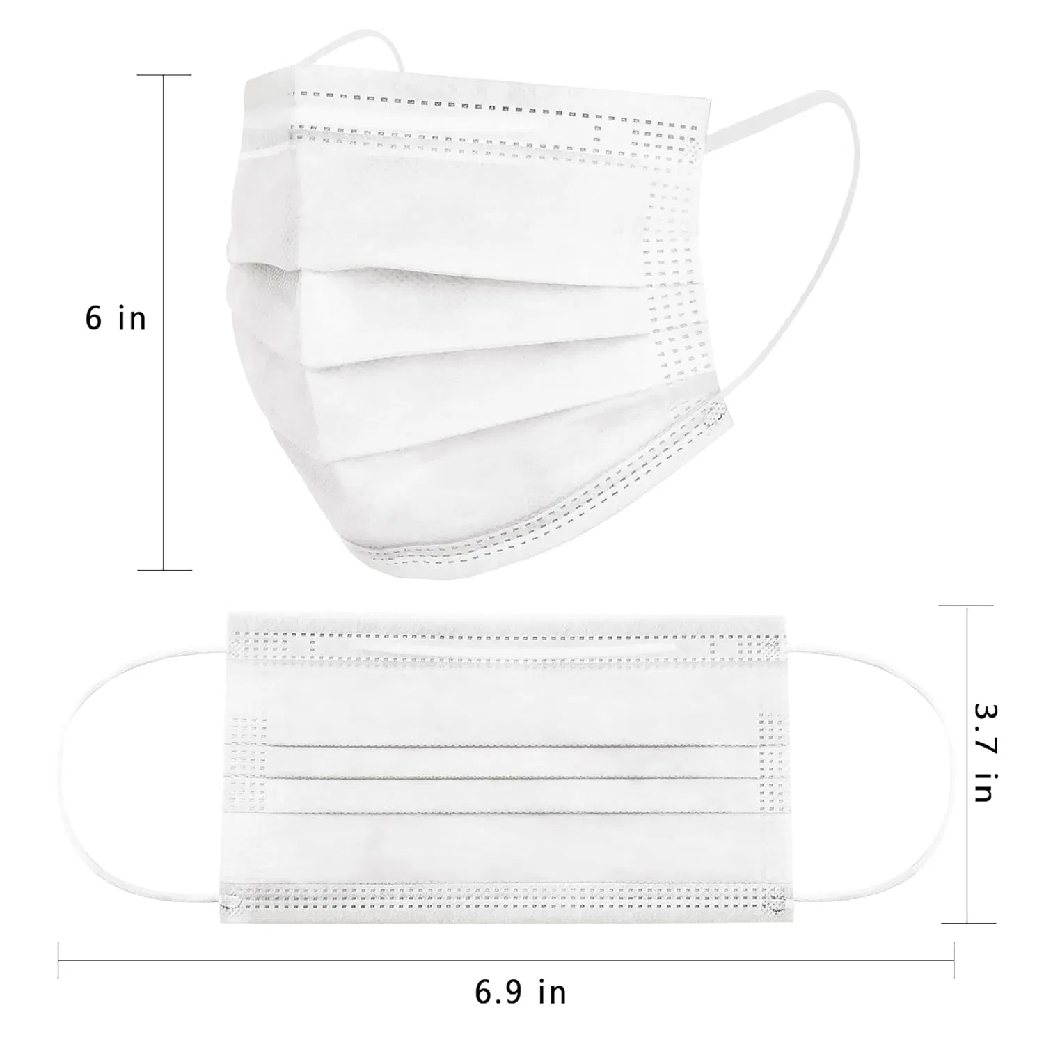 100-Pack White Disposable 3-Ply Face Masks, Adult Earloop Protective Masks, Breathable Non-Woven Masks for Daily Use