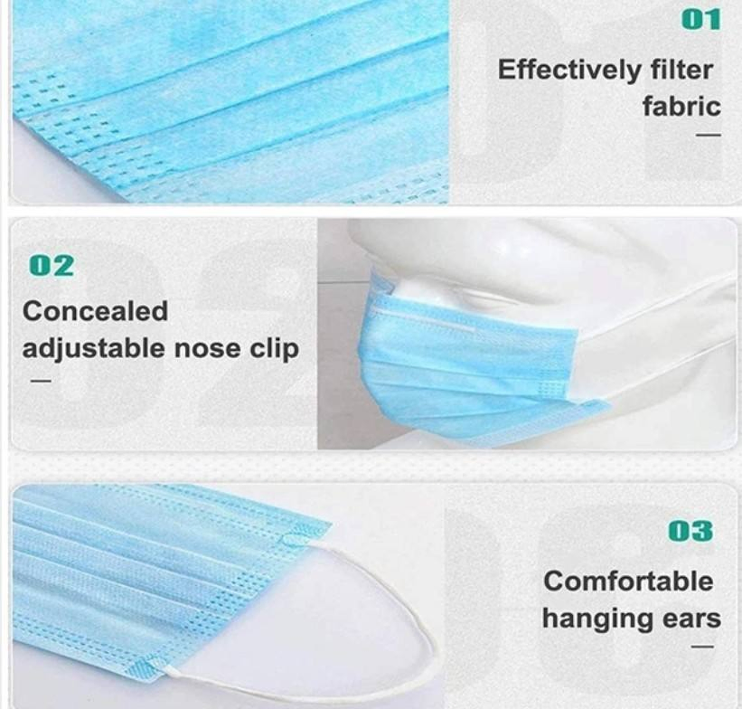 3-Ply Disposable Surgical Face Mask, Non-Woven Medical Mask for Hospital &amp; Daily Protection