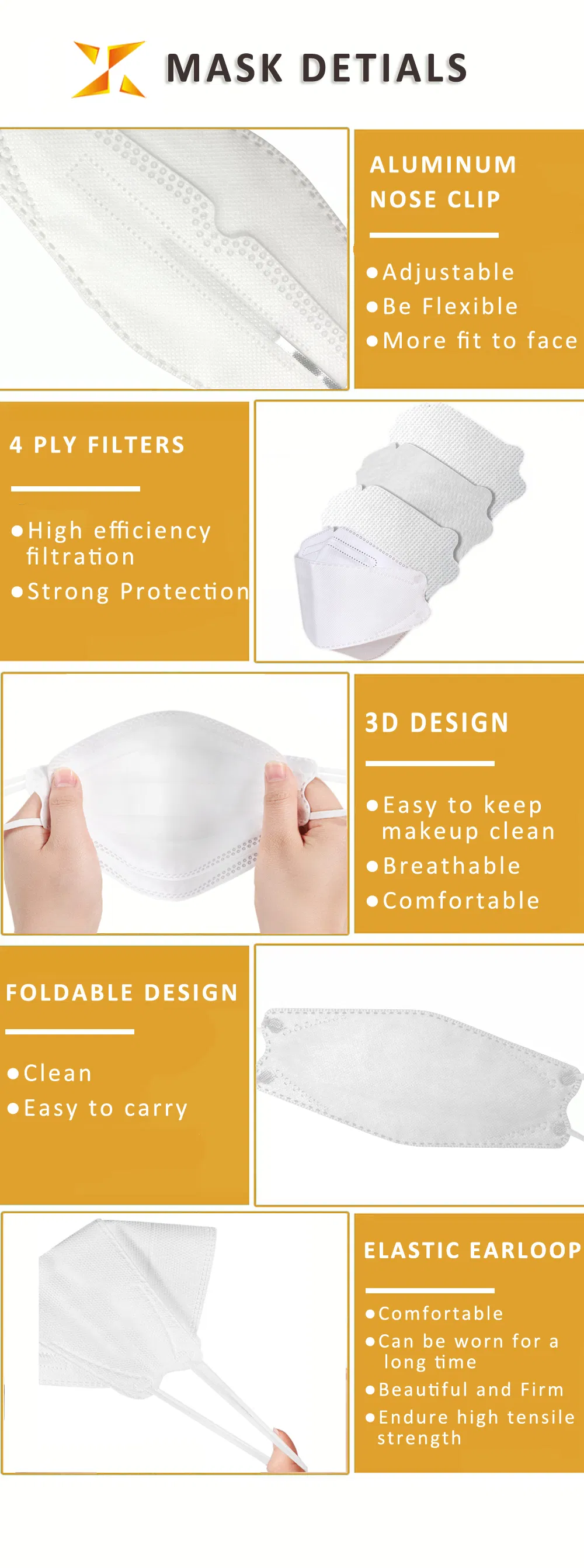 Factory Delivery Fast 3D Fold Mask Type Iir Level Daily Use Protective Face Mask at Wholesale Price