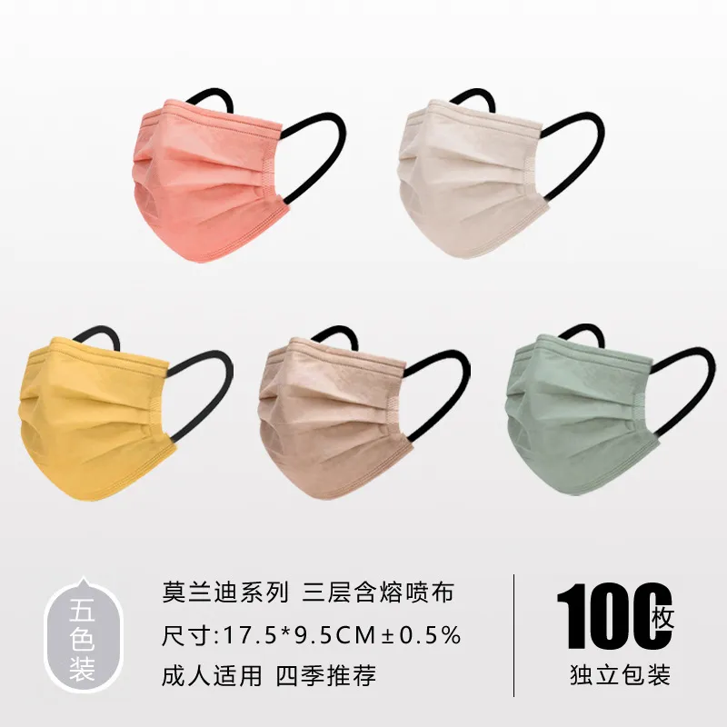 Morandi Mask Dust Protective Paper Wholesale Blue Kid Cartoon Printed Non-Woven Types Custm Bag Use Fashion Disposable Face Mask