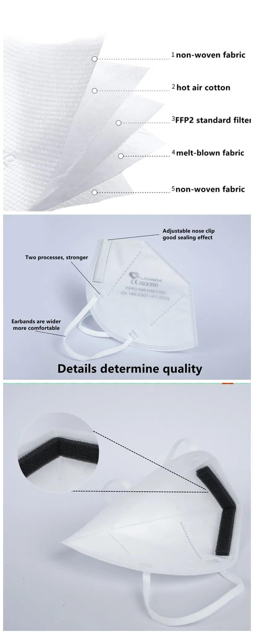 Wholesale Disposable FFP2 Mask Foldable Protective Masks Detail 2