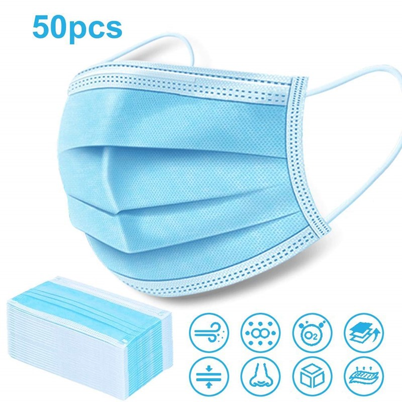 Disposable Protective 3-Ply Breathable &amp; Comfortable Filter Safety Mask for Unisex