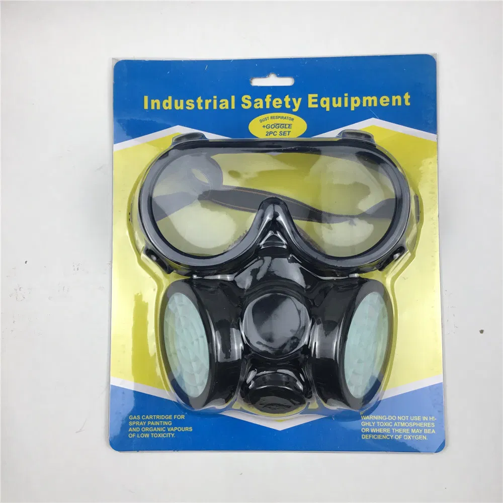 Carbon Filter Gas Mask with Double-Can Activated Eye Mask (HT-5045)