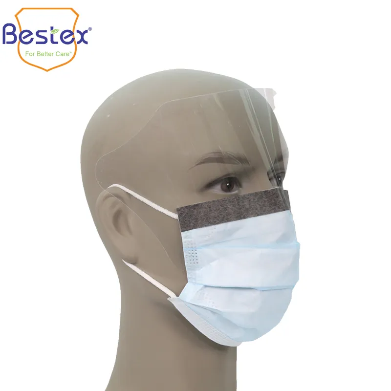 4ply Disposable Surgical Face Mask with Eyeashield Surgical Doctor Facemask with Visor