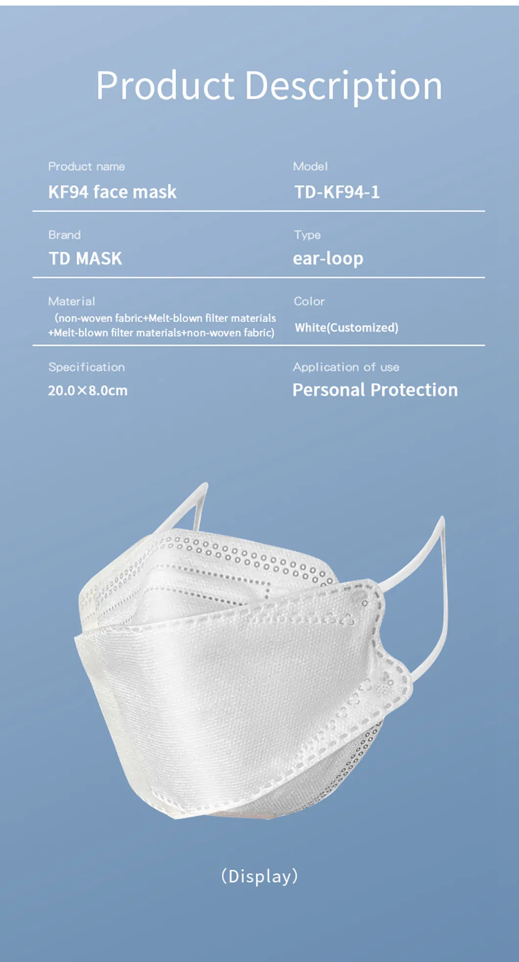 Direct Sales Fabric KF94 Face mask Protective Surgical Non-Woven KF94 Face Masks Disposable With Minimum Order Quantity