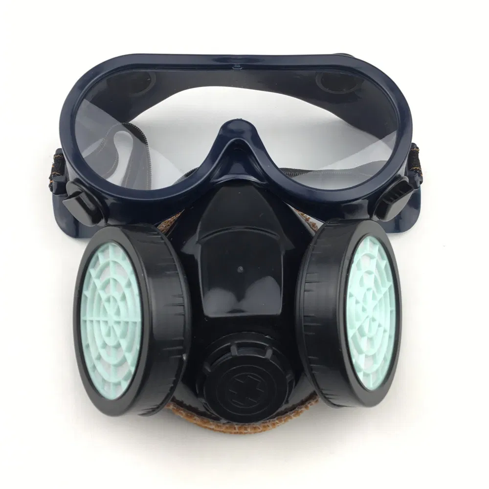 Carbon Filter Gas Mask with Double-Can Activated Eye Mask (HT-5045)
