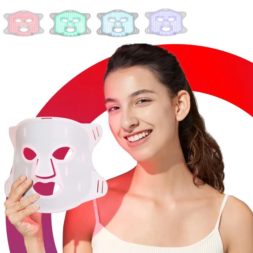 460/520/630/850nm Medical Grade Silicone Face Beauty Near Infrared LED Facial Mask for Skin Care SPA Salon, Blue Green Red Light Therapy Mask Wholesale