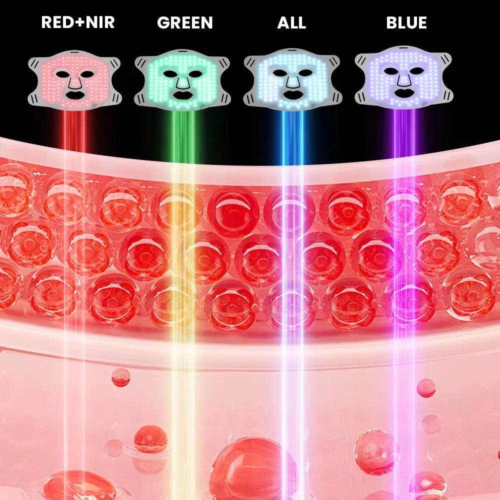 460/520/630/850nm Medical Grade Silicone Face Beauty Near Infrared LED Facial Mask for Skin Care SPA Salon, Blue Green Red Light Therapy Mask Wholesale
