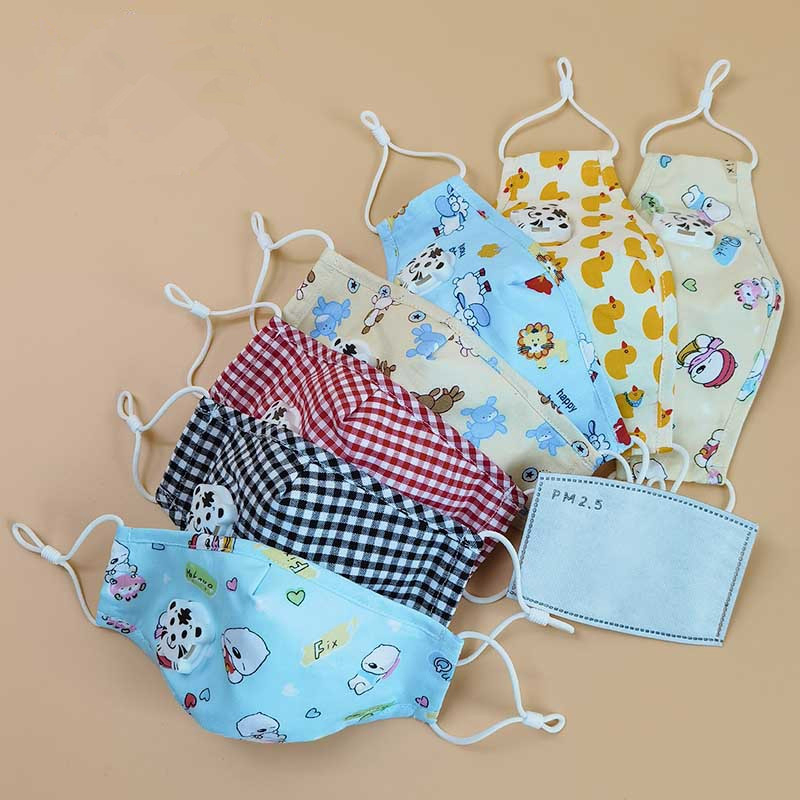 Anti Pollution/Smoke/Dust Cotton Washable Reusable Kids Face Mask with Valve and Filter