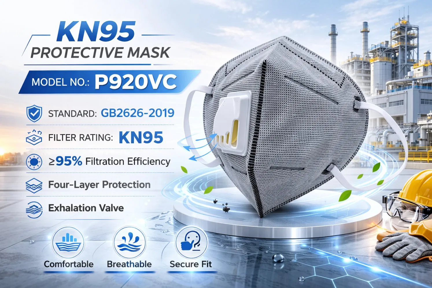 Factory Delivery Fast 3D Fold KN95 Mask Manufacturers China 4ply Non-Woven FFP2 Valued Face Dust Mask with Carbon