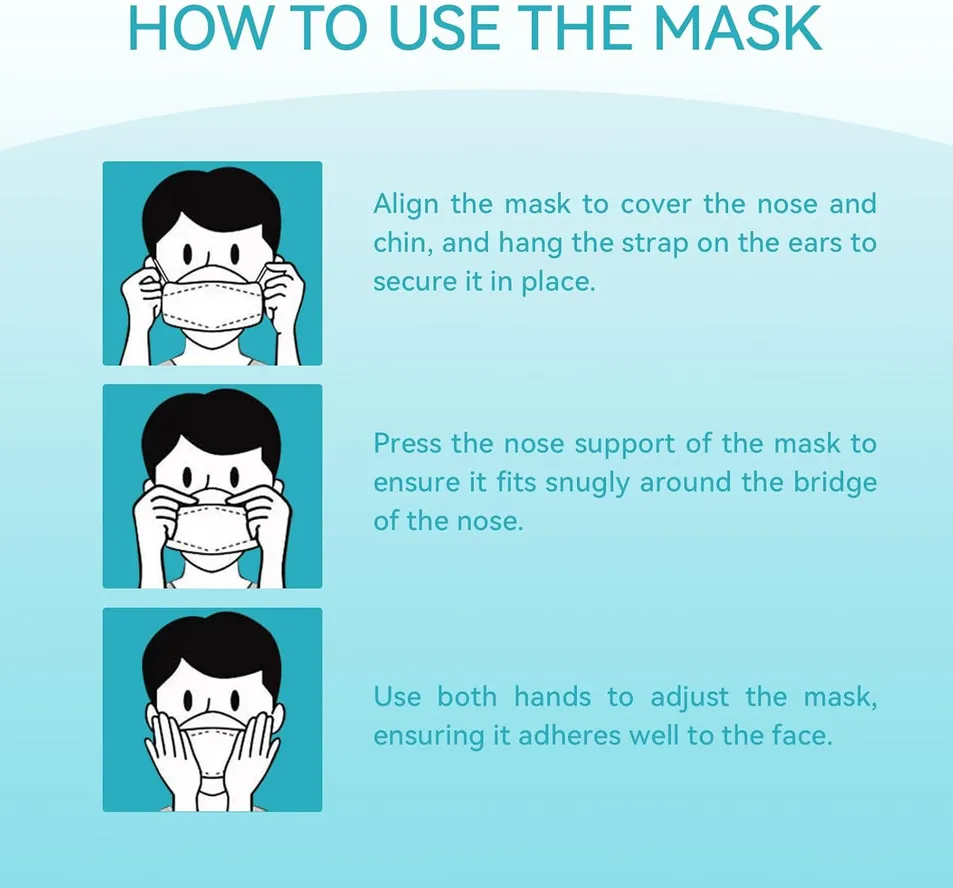 Adult Disposable Kf94 Face Mask, Black & White 3D Protective Face Masks with Earloops, Fashionable Breathable Facemask for Daily Use