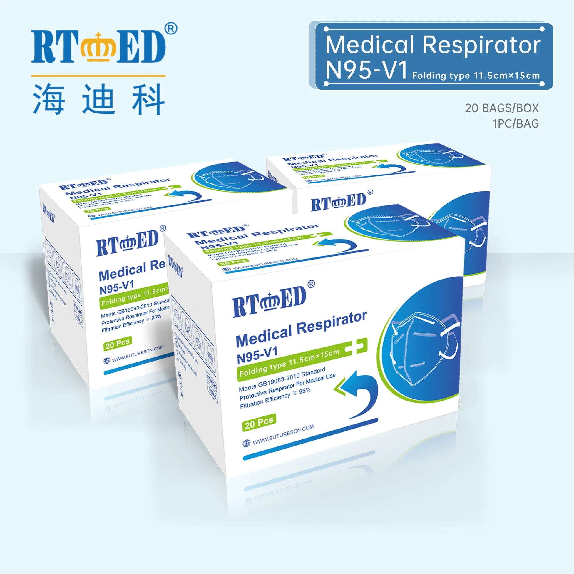 5 Layers Head Loop 3D Fold Type Disposable Medical Face Mask