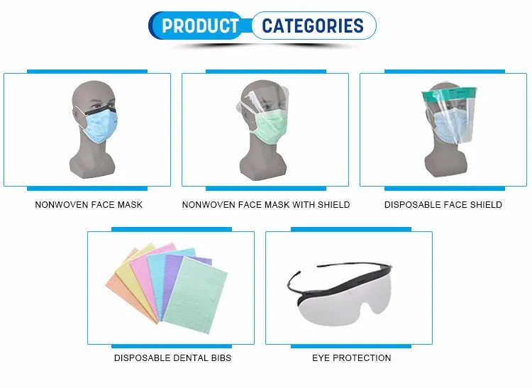4ply Disposable Surgical Face Mask with Eyeashield Surgical Doctor Facemask with Visor