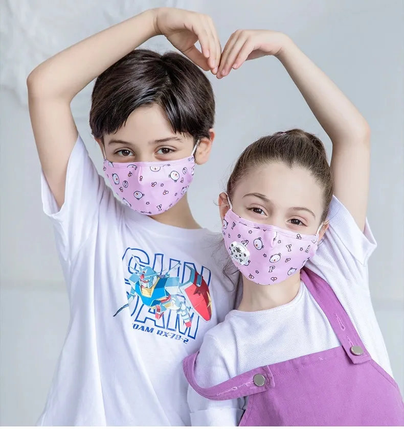 Anti Pollution/Smoke/Dust Cotton Washable Reusable Kids Face Mask with Valve and Filter