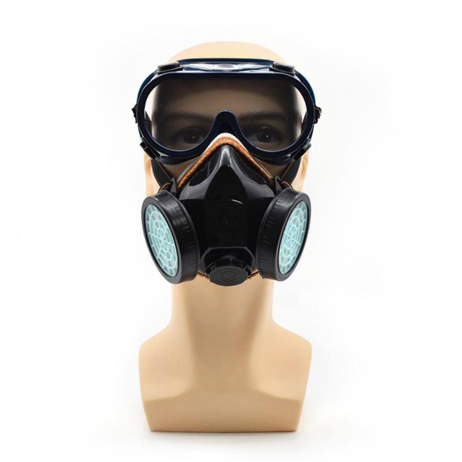 Carbon Filter Gas Mask with Double-Can Activated Eye Mask (HT-5045)