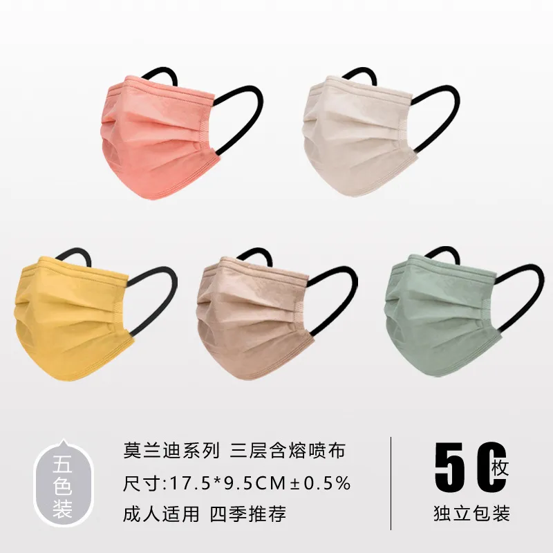 Morandi Mask Dust Protective Paper Wholesale Blue Kid Cartoon Printed Non-Woven Types Custm Bag Use Fashion Disposable Face Mask