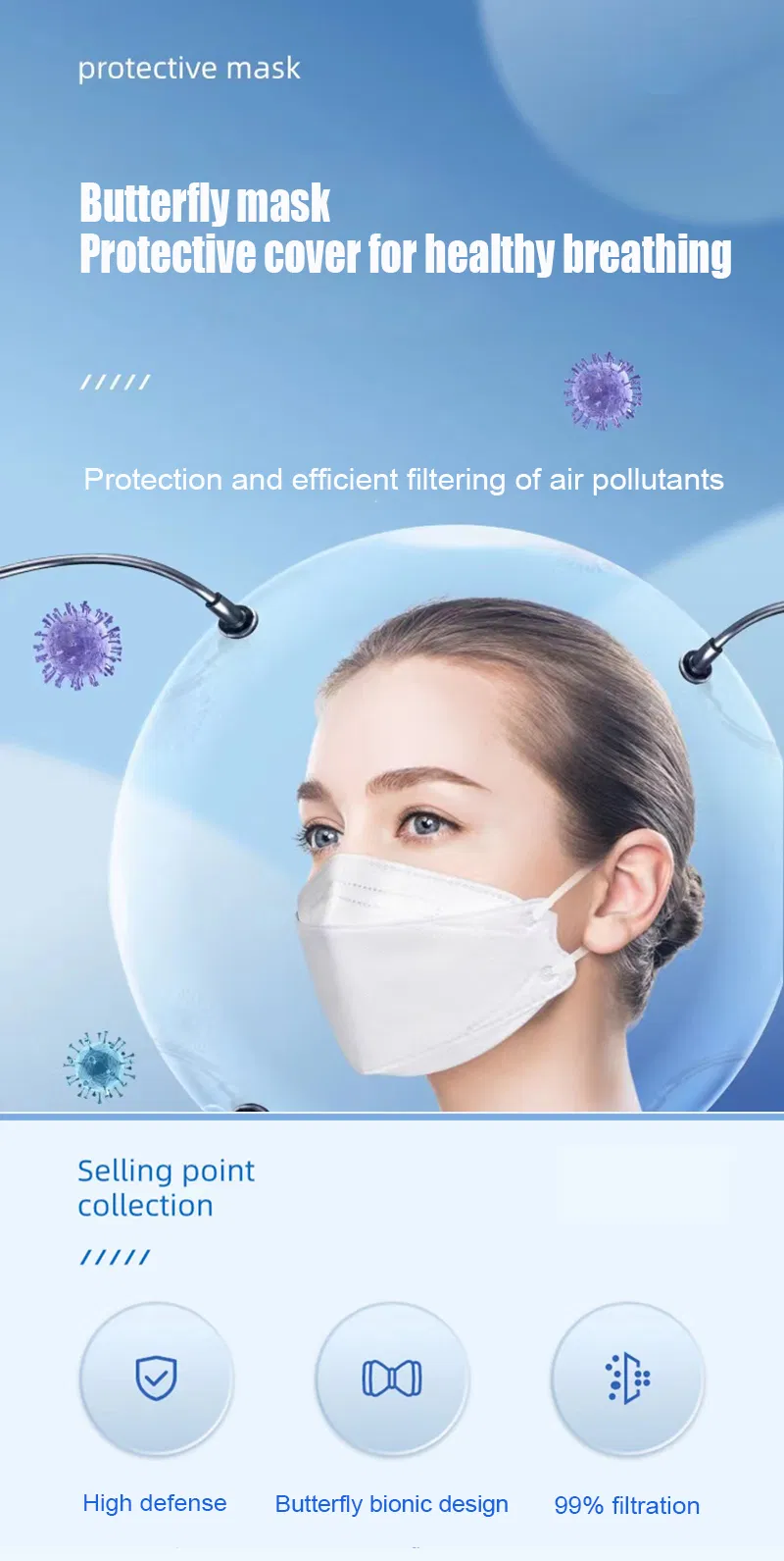 Fish Shaped Kf94 Mask of 4ply Disposable Protective Mask