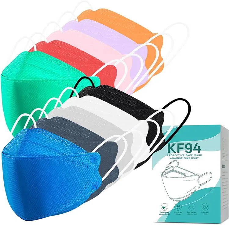 3d fish shape protective head loop face mask kf94 premium disposable 4ply color facemask