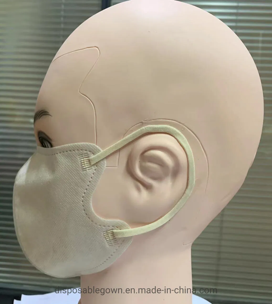Disposable 3D Protective Face Mask for Sale 14X11cm White/Apricot 3ply PP Folded Style Facemask
