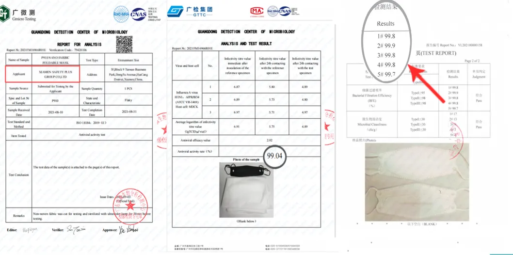 Disposable Mask Cover Fashion 3D Color Foldable Face Mask Test Report Sheet