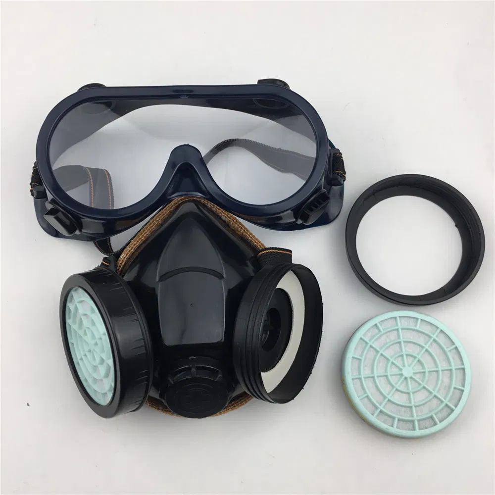 Carbon Filter Gas Mask with Double-Can Activated Eye Mask (HT-5045)