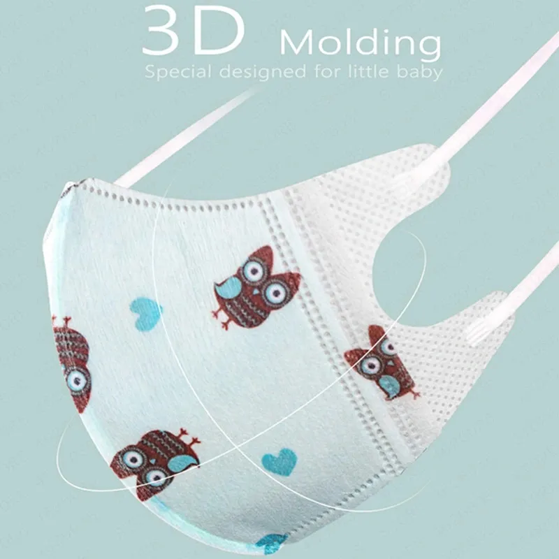 Disposable Non-Woven 3D Face Mask Foldable Fashion with Earloop for Kids