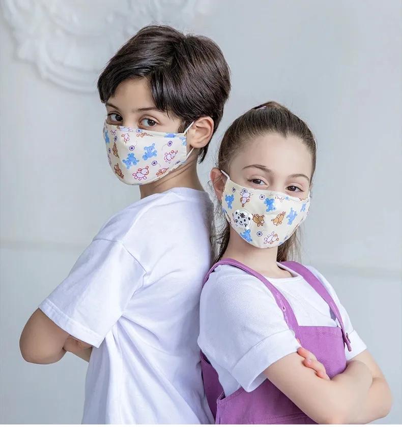 Anti Pollution/Smoke/Dust Cotton Washable Reusable Kids Face Mask with Valve and Filter