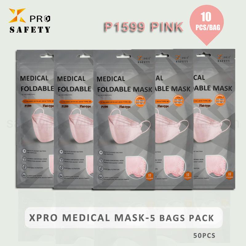 Wholesale Pink White Face Masks 3D Folded Fish Type Mask Fashion Disposable Protect Non-Woven Mask at 5 Packs