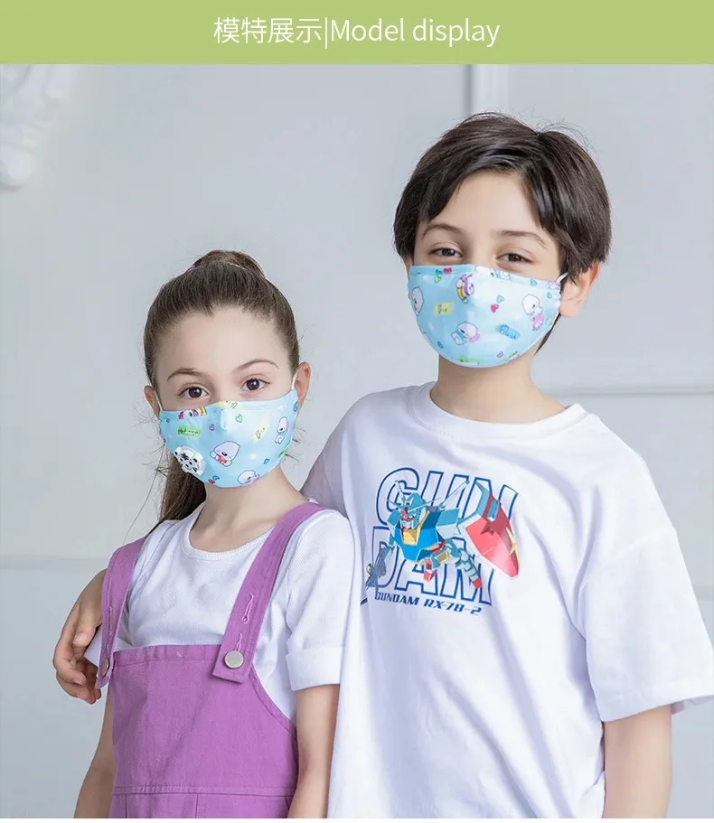 Anti Pollution/Smoke/Dust Cotton Washable Reusable Kids Face Mask with Valve and Filter