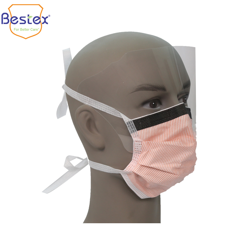 4ply Disposable Surgical Face Mask with Eyeashield Surgical Doctor Facemask with Visor