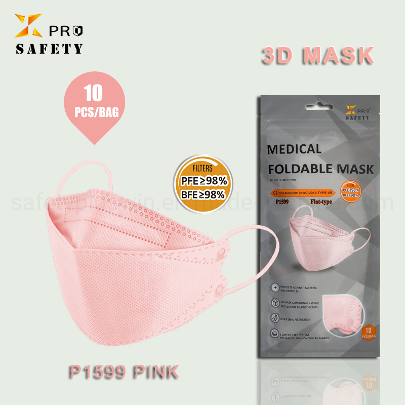 Wholesale Pink White Face Masks 3D Folded Fish Type Mask Fashion Disposable Protect Non-Woven Mask at 5 Packs