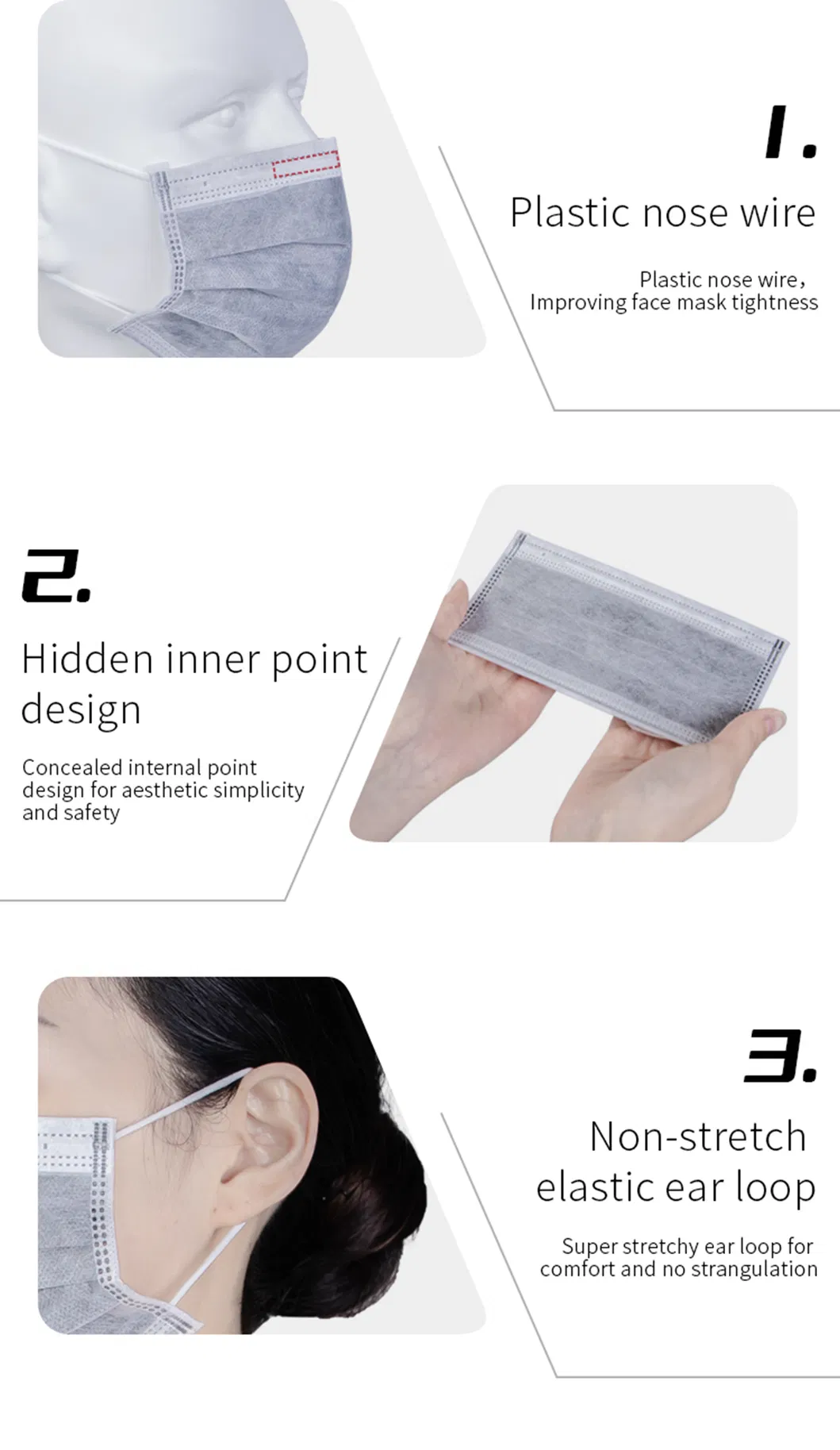 CE Disposable Non Woven Anti Air Pollution 4ply Active Activated Carbon Face Mask Details 7