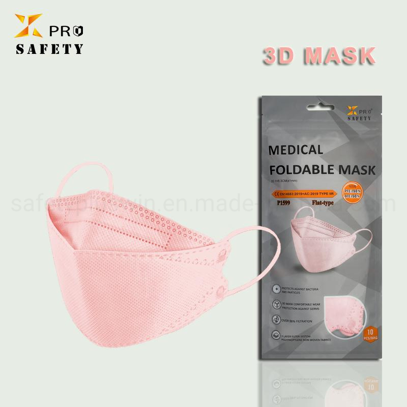 Wholesale Pink White Face Masks 3D Folded Fish Type Mask Fashion Disposable Protect Non-Woven Mask at 5 Packs
